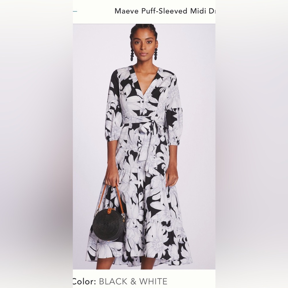 Maeve puff sleeve midi dress size 8P